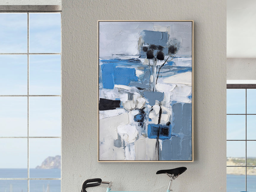 Cuadro acrílico Schuller Paisaje Azul madera pintura acrílica y roble 83x123cm 495134