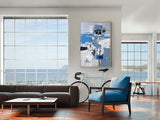 Cuadro acrílico Schuller Paisaje Azul madera pintura acrílica y roble 83x123cm 495134