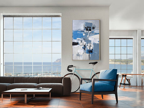 Cuadro acrílico Schuller Paisaje Azul madera pintura acrílica y roble 83x123cm 495134