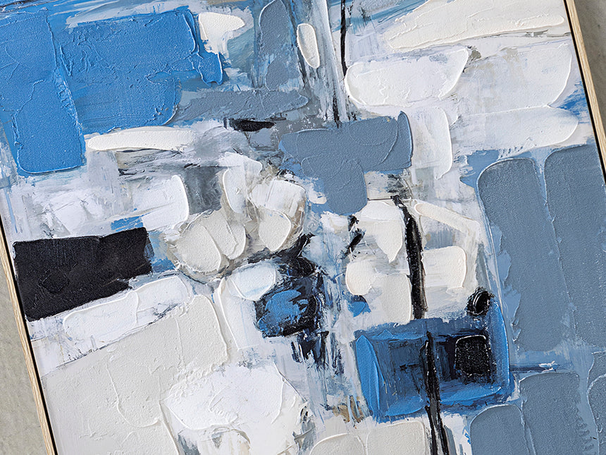 Cuadro acrílico Schuller Paisaje Azul madera pintura acrílica y roble 83x123cm 495134