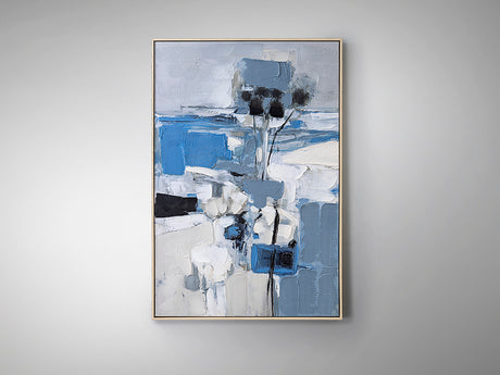 Cuadro acrílico Schuller Paisaje Azul madera pintura acrílica y roble 83x123cm 495134