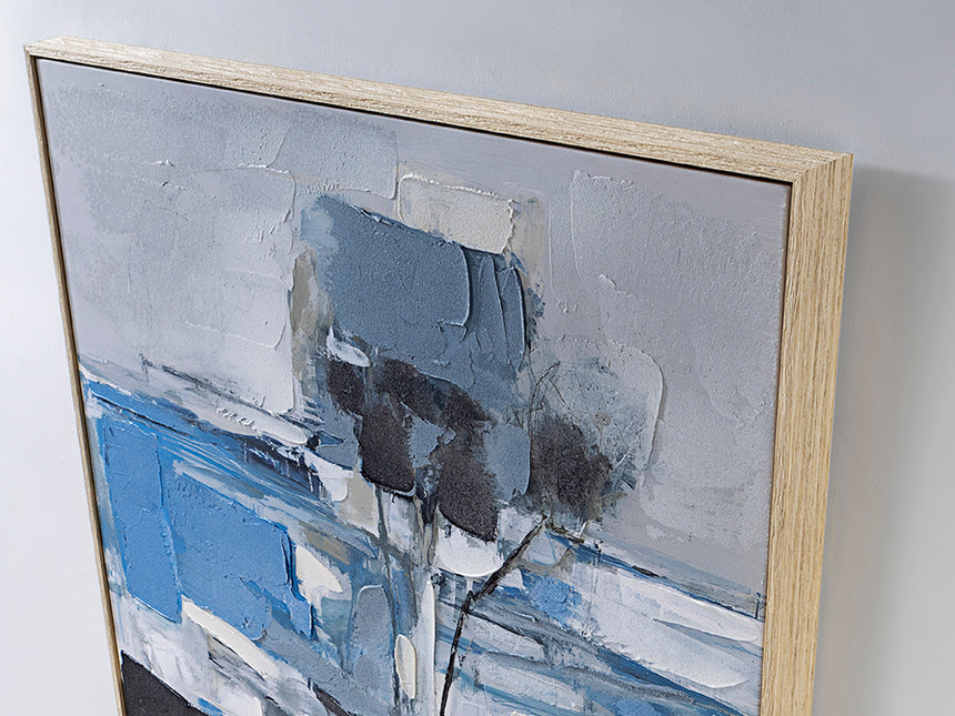 Cuadro acrílico Schuller Paisaje Azul madera pintura acrílica y roble 83x123cm 495134