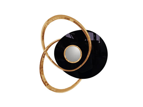 Escultura de pared Schuller Trio oro rosa y negro acero inoxidable 83x73cm ambiente