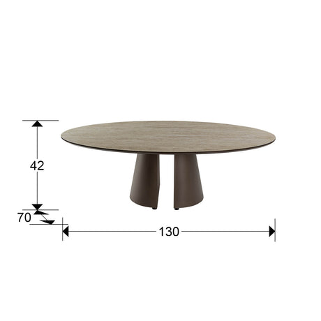 Mesa de centro Schuller Samara marrón y travertino 130x42cm dimensiones