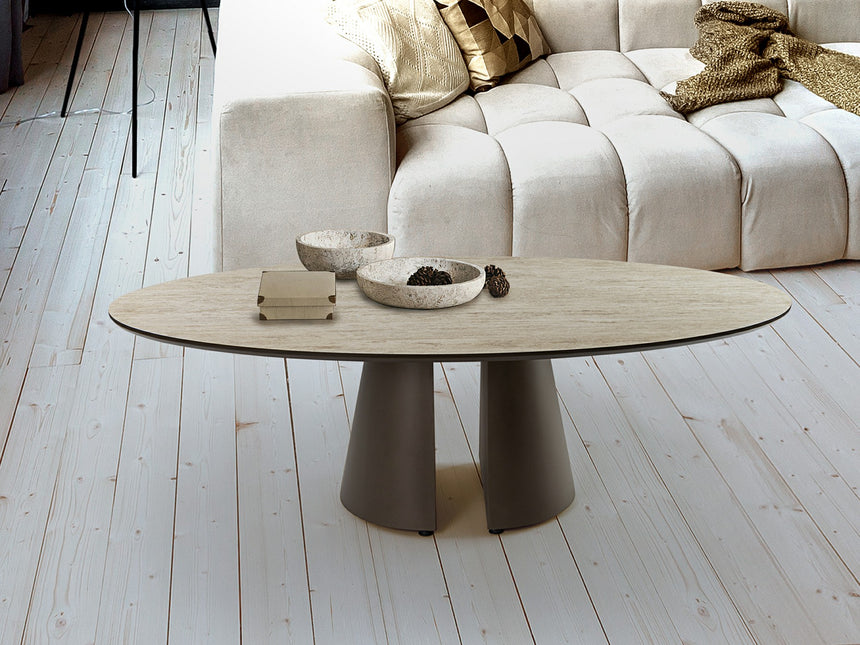 Mesa de centro Schuller Samara marrón y travertino 130x42cm 498814