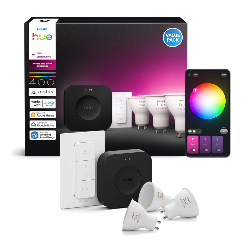 Philips Hue White and Color Ambiance Kit de inicio negro RGBW 5W 400lm (5 uds) 8720169374546