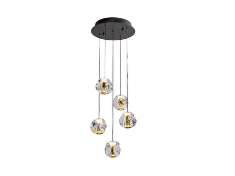 Lámpara de techo colgante Schuller Zaria 5 luces negro 3000K regulable Ø33cm ambiente