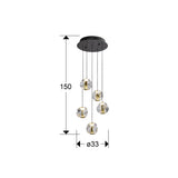Lámpara de techo colgante Schuller Zaria 5 luces negro 3000K regulable Ø33cm dimensiones