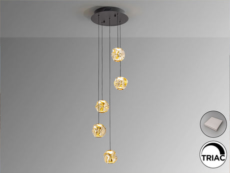 Lámpara de techo colgante Schuller Zaria 5 luces negro y bronce 3000K regulable Ø33cm vista 2