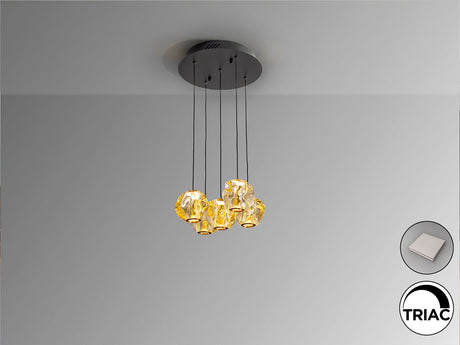 Lámpara de techo colgante Schuller Zaria 5 luces negro y bronce 3000K regulable Ø33cm vista 3