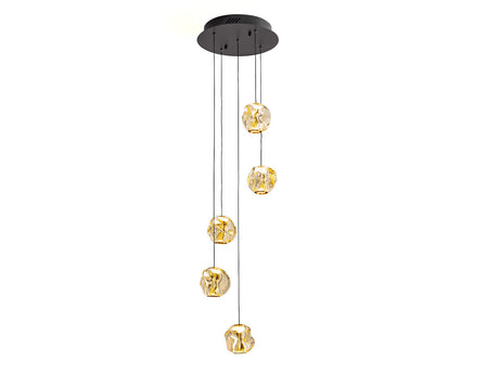 Lámpara de techo colgante Schuller Zaria 5 luces negro y bronce 3000K regulable Ø33cm ambiente