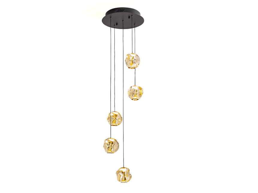 Lámpara de techo colgante Schuller Zaria 5 luces negro y bronce 3000K regulable Ø33cm ambiente