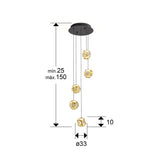 Lámpara de techo colgante Schuller Zaria 5 luces negro y bronce 3000K regulable Ø33cm dimensiones