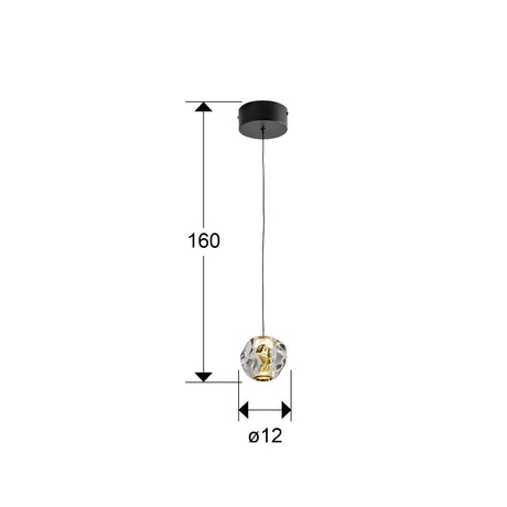 Lámpara de techo colgante Schuller Zaria 1 luz negro y dorado 3000K dimensiones