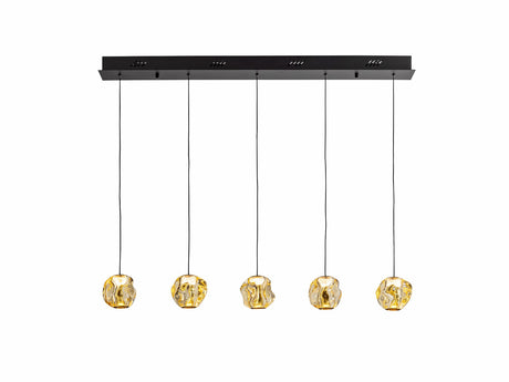 Lámpara de techo colgante Schuller Zaria 5 luces negro y bronce 3000K regulable ambiente