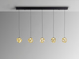 Schuller Zaria 5-light chandelier, black/bronze/amber, dimmable 502528