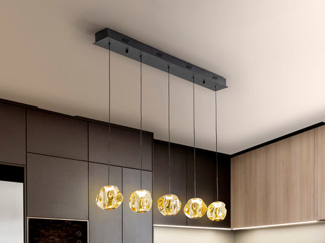 Lámpara de techo colgante Schuller Zaria 5 luces negro y bronce 3000K regulable 502528