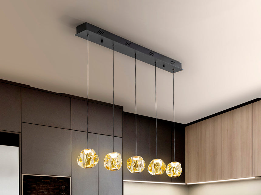 Lámpara de techo colgante Schuller Zaria 5 luces negro y bronce 3000K regulable 502528