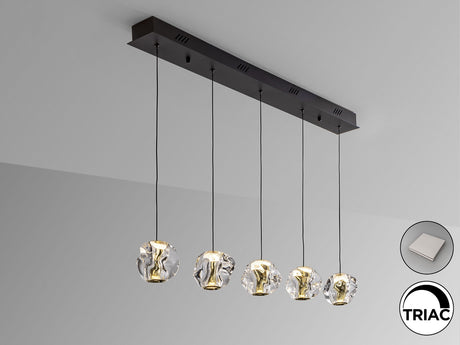 Lámpara de techo colgante Schuller Zaria 5 luces negro y dorado 3000K regulable