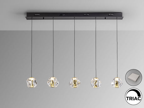 Lámpara de techo colgante Schuller Zaria 5 luces negro y dorado 3000K regulable vista 1