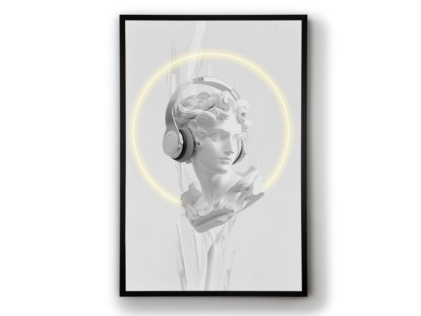 Cuadro con luz LED Schuller Busto negro y blanco 80x120cm ambiente