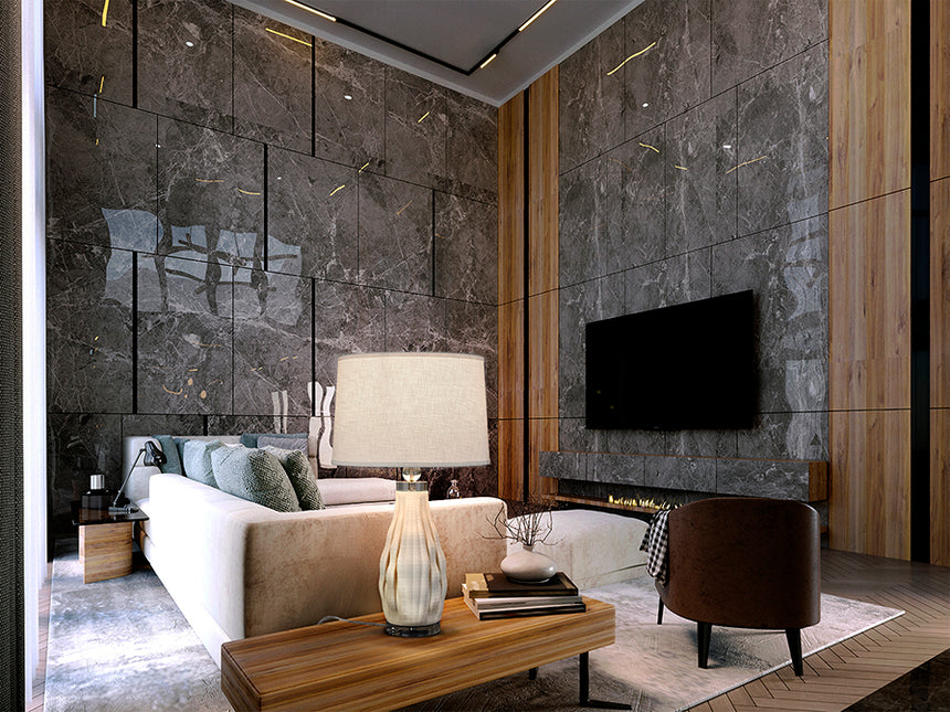 Schuller Tessa Lámpara de sobremesa grande 1 luz blanco y cromo cerámica 76cm 504423