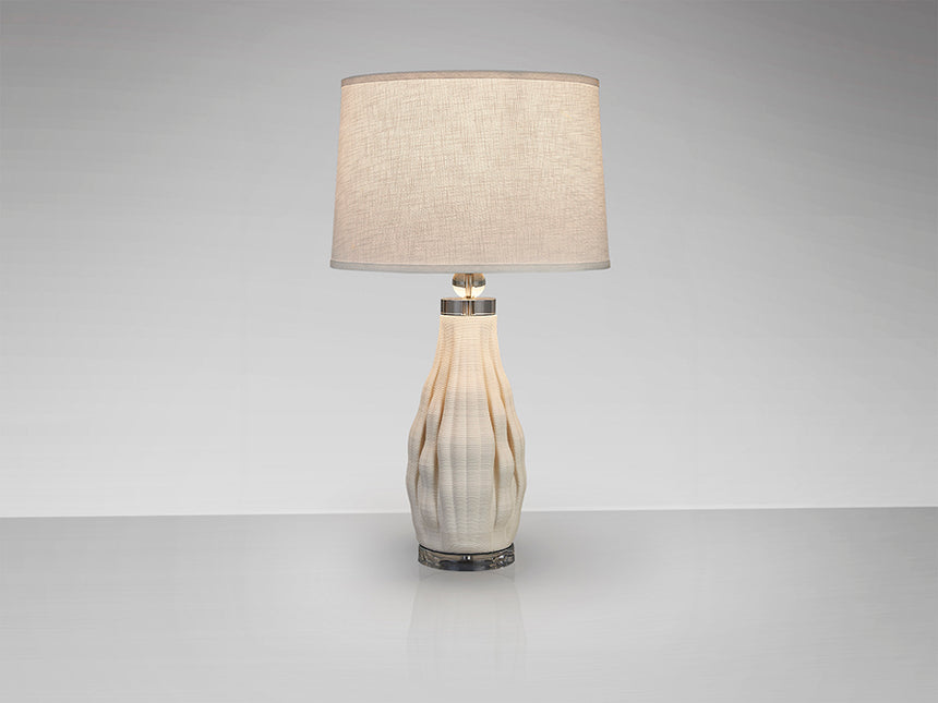 Schuller Tessa Lámpara de sobremesa grande 1 luz blanco y cromo cerámica 76cm 504423