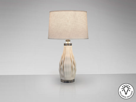 Lámpara de sobremesa Schuller Tessa grande 1 luz blanco y cromo cerámica 76cm vista 3