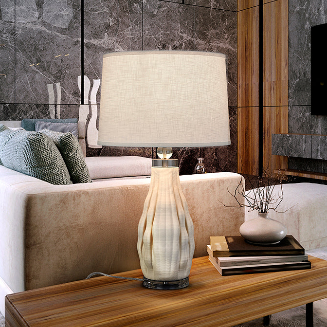 Schuller Tessa Lámpara de sobremesa grande 1 luz blanco y cromo cerámica 76cm 504423