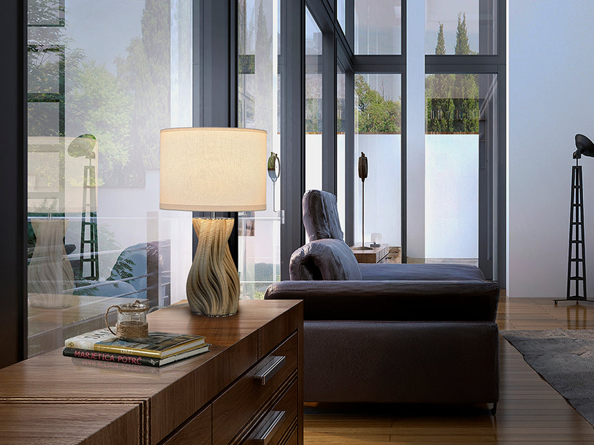 Schuller Merlin Lámpara de sobremesa grande 1 luz gris y cromo cerámica 67cm 504539