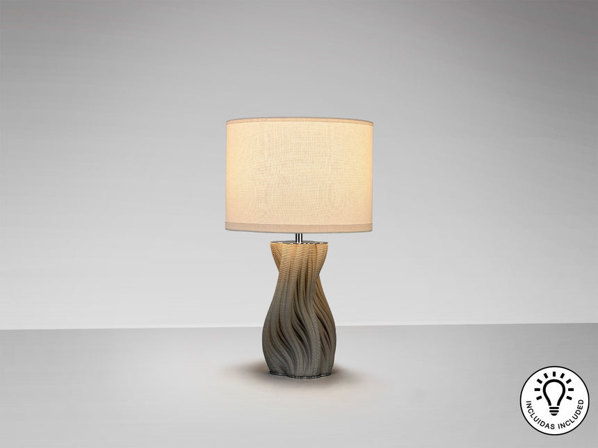 Lámpara de sobremesa Schuller Merlin grande 1 luz gris y cromo cerámica 67cm vista 3