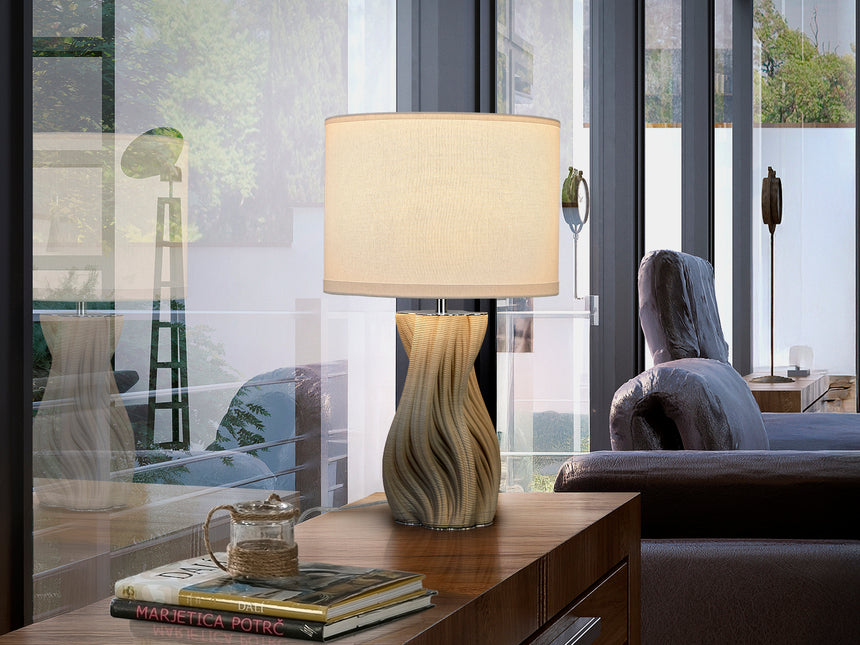 Lámpara de sobremesa Schuller Merlin grande 1 luz gris y cromo cerámica 67cm 504539