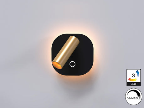 Lámpara aplique de pared con luz de lectura Schuller Biblos LED dorado y negro CCT vista 2