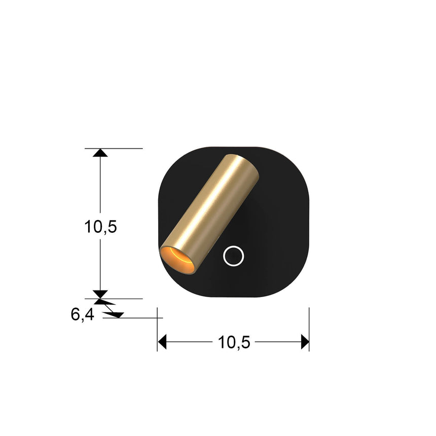 Lámpara aplique de pared con luz de lectura Schuller Biblos LED dorado y negro CCT dimensiones