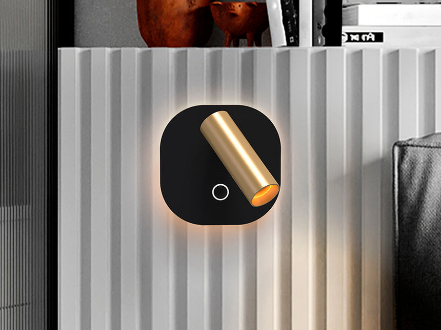 Lámpara aplique de pared con luz de lectura Schuller Biblos LED dorado y negro CCT 504614