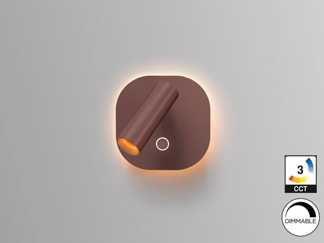 Lámpara aplique de pared con luz de lectura Schuller Biblos LED marrón CCT vista 2
