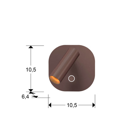 Lámpara aplique de pared con luz de lectura Schuller Biblos LED marrón CCT dimensiones