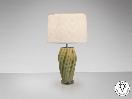 Lámpara de sobremesa Schuller Salome grande 1 luz verde y cromo cerámica 70cm vista 3