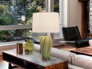 Lámpara de sobremesa Schuller Salome grande 1 luz verde y cromo cerámica 70cm 504645