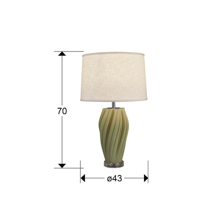 Lámpara de sobremesa Schuller Salome grande 1 luz verde y cromo cerámica 70cm dimensiones