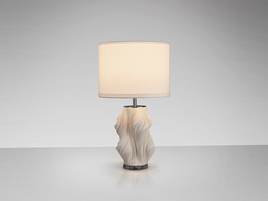 Schuller Kaos Lámpara de sobremesa grande 1 luz blanco y cromo cerámica 68cm 504751