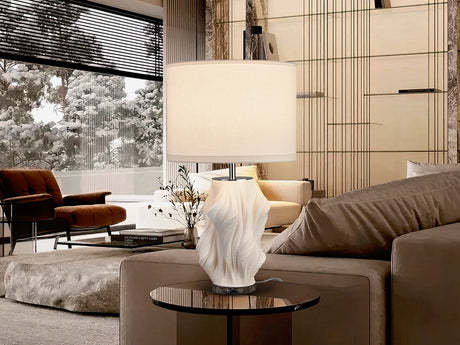 Lámpara de sobremesa Schuller Kaos grande 1 luz blanco y cromo cerámica 68cm 504751