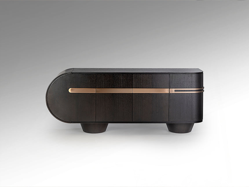 Aparador Schuller Luca roble y oro rosa acero 202x81cm 505260