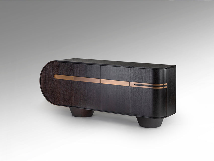 Aparador Schuller Luca roble y oro rosa acero 202x81cm 505260