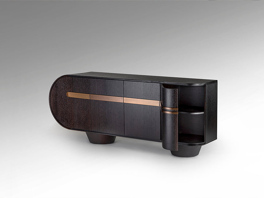 Aparador Schuller Luca roble y oro rosa acero 202x81cm 505260