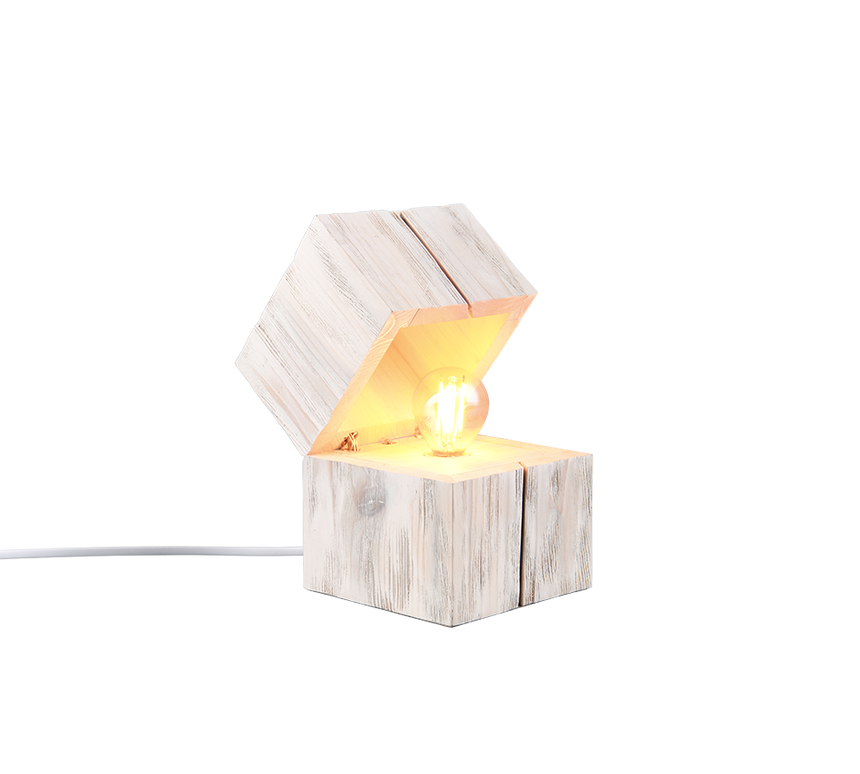 Lámpara de sobremesa Trio Treasure LED madera blanco 2700K 514110101
