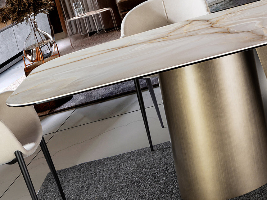 Mesa de comedor Schuller Numa latón y mármol veteado 240x76cm 514460