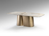Mesa de comedor Schuller Numa latón y mármol veteado 240x76cm 514460