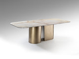 Mesa de comedor Schuller Numa latón y mármol veteado 240x76cm 514460