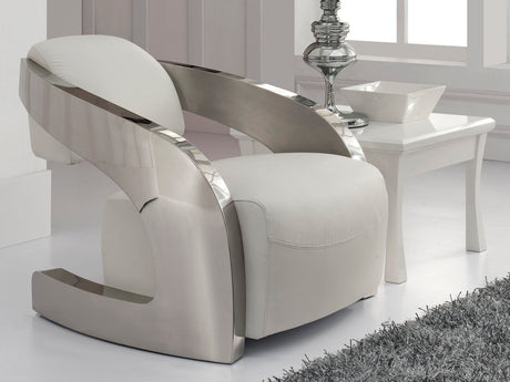 Sillón Schuller Amanda acero pulido y blanco piel y 85x - vista 2